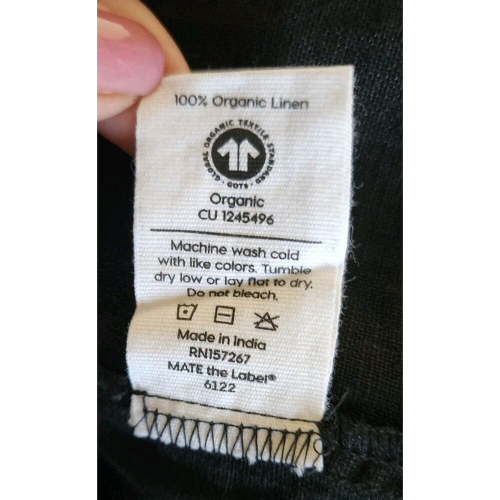 NWT MATE The Label 100% Organic Linen Sqaure Neck Mini Dress Black Size Medium - Picture 6 of 6